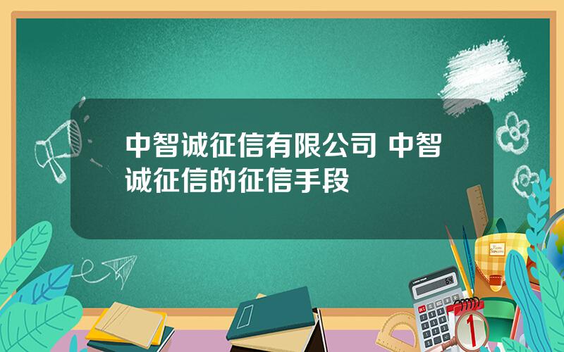 中智诚征信有限公司 中智诚征信的征信手段